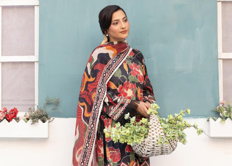 BLACK &  RED PRINTED LAWN