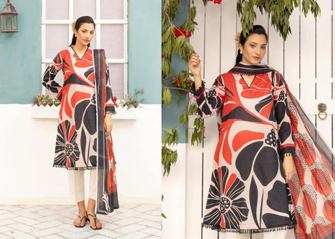 BLACK& WHITE PRINTED LAWN