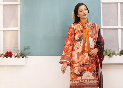 MULTICOLOR 3PIECE PRINTED LAWN