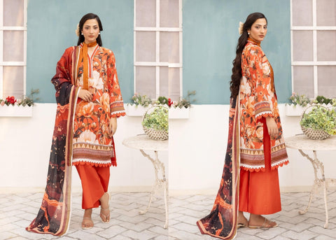 MULTICOLOR 3PIECE PRINTED LAWN