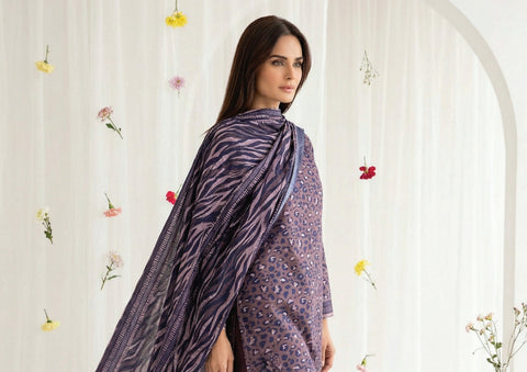 PURPLE PRINTED LAWN