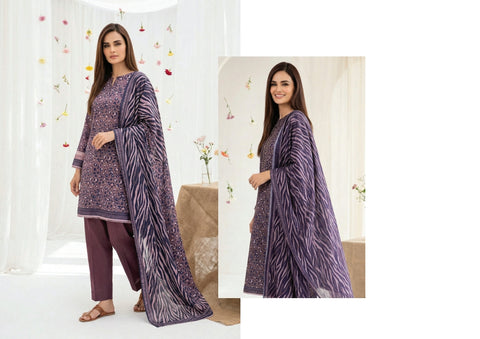 PURPLE PRINTED LAWN