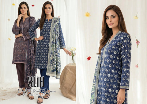 BLUE  PRINTED LAWN