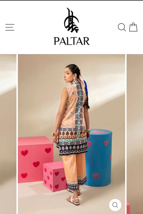 PEACH PRINTED PREMIUM LAWN 2PC
