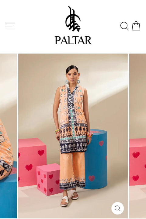 PEACH PRINTED PREMIUM LAWN 2PC