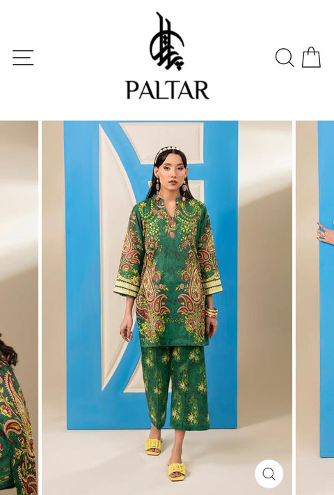 GREEN PRINTED LAWN 2PC