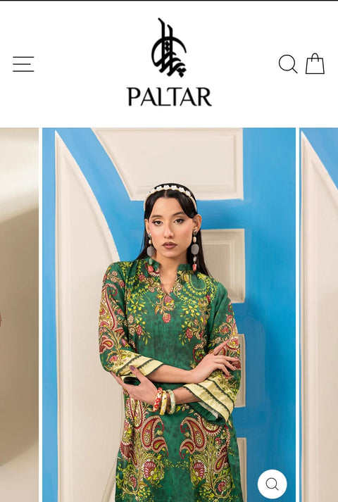 GREEN PRINTED LAWN 2PC