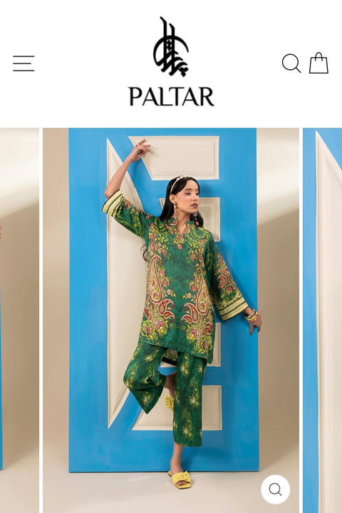 GREEN PRINTED LAWN 2PC